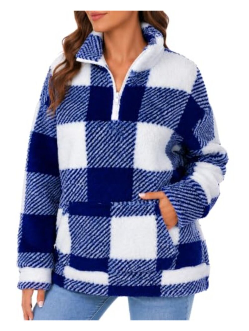 SEAUR Women's Half Zip Pullover Oversized Sweatshirt Long Sleeve Fleece